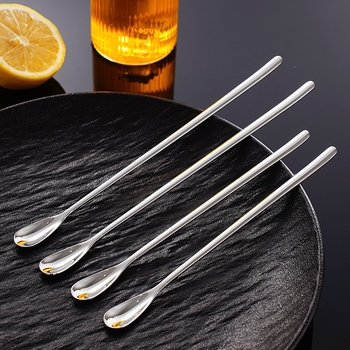 Lingură de amestec din oțel inoxidabil 316L, mâner lung – pentru cocktailuri, gheață, cafea, miere și desert, clasă alimentară