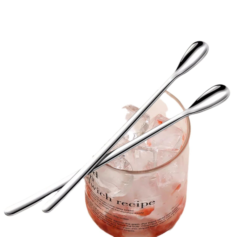 Lingură de amestec din oțel inoxidabil 316L, mâner lung – pentru cocktailuri, gheață, cafea, miere și desert, clasă alimentară