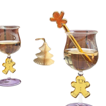 Amestecător de cafea din sticlă, mâner lung, serie de Crăciun, design drăguț de desene animate, pentru ceai cu lapte și suc, uz casnic
