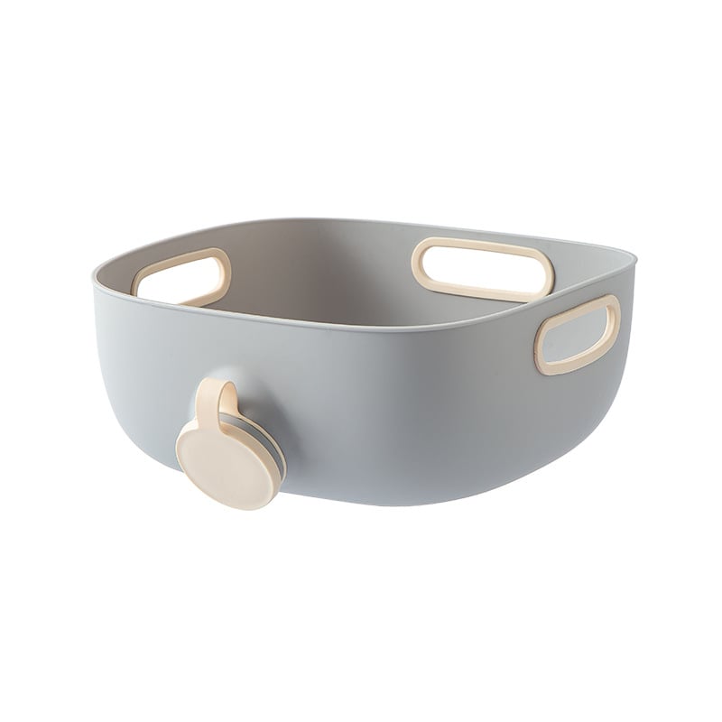 Xunlong coș de scurgere multifuncțional din PP, coș rotund pentru legume și fructe, bucătărie și gospodărie, dimensiuni 23.5 × 23.5 × 10 cm