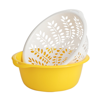 Camellia Coș din plastic cu două niveluri pentru spălat legume și fructe