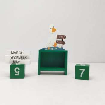 Calendar din lemn pentru birou – calendar perpetuu, decor de Crăciun