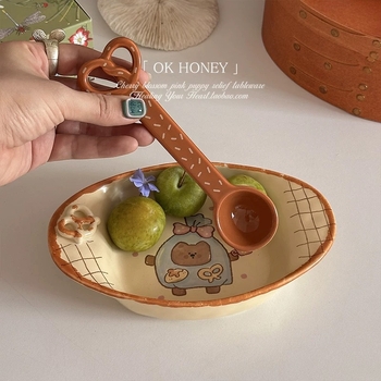 Lingură ceramică drăguță pentru desert și cafea, potrivită pentru copii