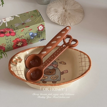 Lingură ceramică drăguță pentru desert și cafea, potrivită pentru copii