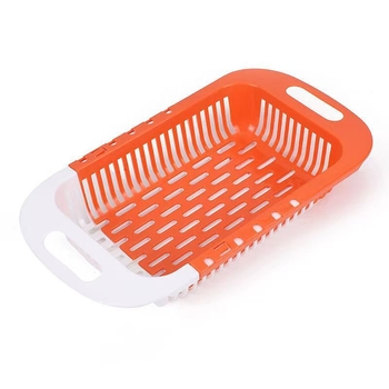 Coș telescopic de scurgere pentru spălarea legumelor și a fructelor, coș de plastic pentru depozitare în chiuveta bucătărie