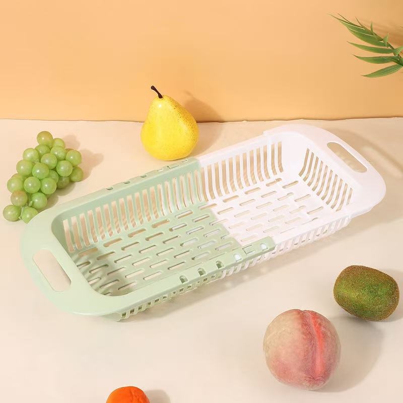 Coș telescopic de scurgere pentru spălarea legumelor și a fructelor, coș de plastic pentru depozitare în chiuveta bucătărie