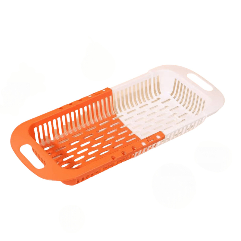 Coș telescopic de scurgere pentru spălarea legumelor și a fructelor, coș de plastic pentru depozitare în chiuveta bucătărie