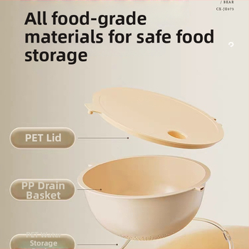Coș de spălat bucătărie multifuncțional cu mâner, sită pentru spălarea orezului și vas de scurgere pentru legume și fructe, PET alimentar
