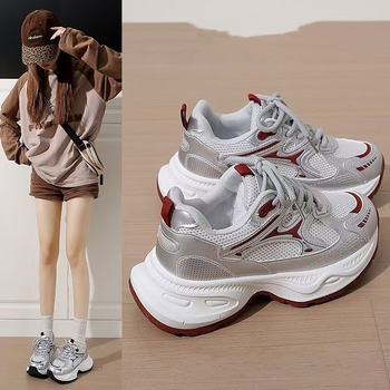 Női vastag talpú dad sneakers, fehér, 2025-ös modell, mindennapi viseléshez és edzéshez