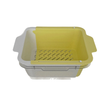 Coș telescopic de scurgere, cu două niveluri, pentru fructe și legume, în tonuri pastel pentru bucătărie de acasă