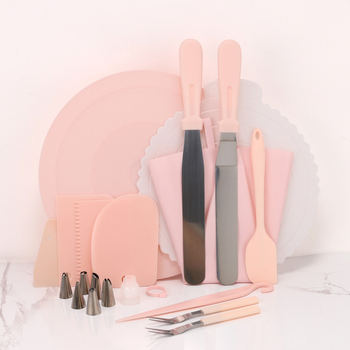 Set de decorare a torturilor cu platou rotativ, 20 de piese, spatule pentru cremă