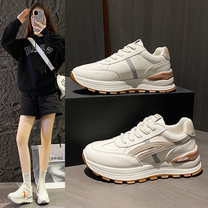 Női sportcipők koreai stílusban, tavasz 2025 – vastag talpú sneakers mindennapos viselésre