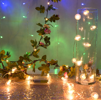 Lumini LED pe sârmă de cupru cu motive de flori, frunze și viță de vie pentru decor de Crăciun – 10 m, cutie de baterii
