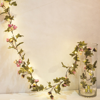 Lumini LED pe sârmă de cupru cu motive de flori, frunze și viță de vie pentru decor de Crăciun – 10 m, cutie de baterii