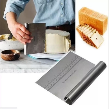 Tăietor de aluat din oțel inoxidabil cu riglă și spatulă; spatulă pentru rulouri din orez; cuțit pentru coacere