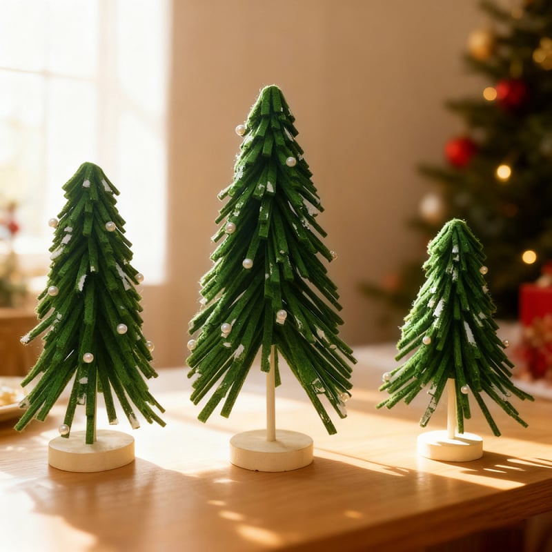 Brăduț miniatural de Crăciun – ornamente pentru masă, decor pentru o scenă mică