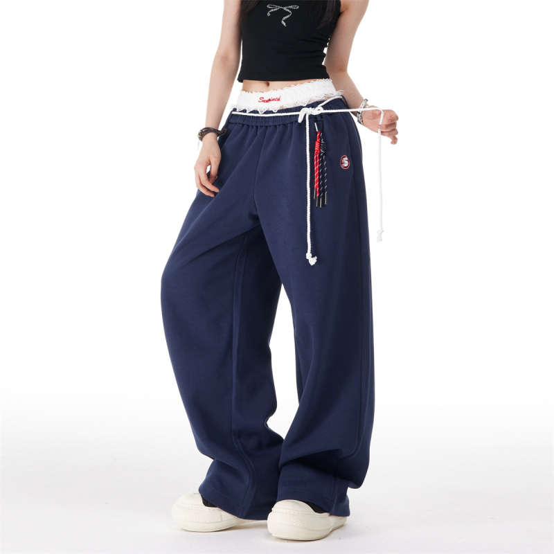 2026 američki retro stil jazz ples hip-hop ženske sportske hlače, ravni kroj, opuštena široka silueta, dugačke hlače za ulični ples
