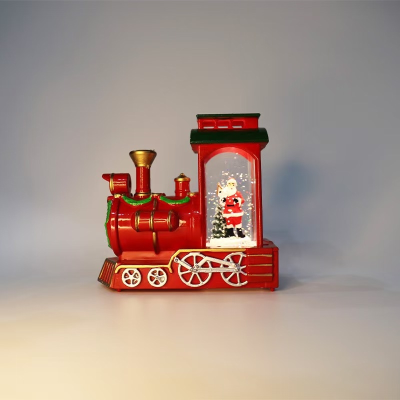 Decorațiuni de Crăciun: Sferă de cristal, Trenuleț mini, Lampă cu fulgi de zăpadă, Ornament de birou, Cadou creativ de Crăciun