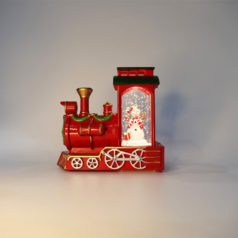 Decorațiuni de Crăciun: Sferă de cristal, Trenuleț mini, Lampă cu fulgi de zăpadă, Ornament de birou, Cadou creativ de Crăciun