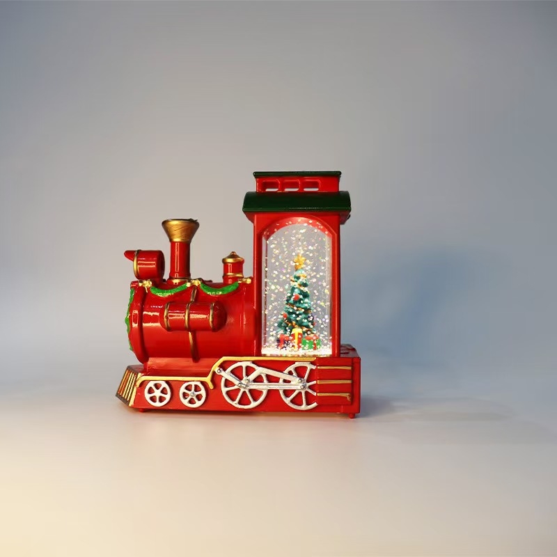 Decorațiuni de Crăciun: Sferă de cristal, Trenuleț mini, Lampă cu fulgi de zăpadă, Ornament de birou, Cadou creativ de Crăciun