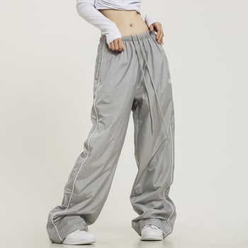 Američke retro široke sportske hlače s bočnim prugama, dužina do poda, ljeto 2024, casual Bella stil