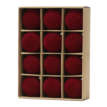 12 bucăți bile plușate, 6 cm – pentru pomul de Crăciun, stil modern simplu