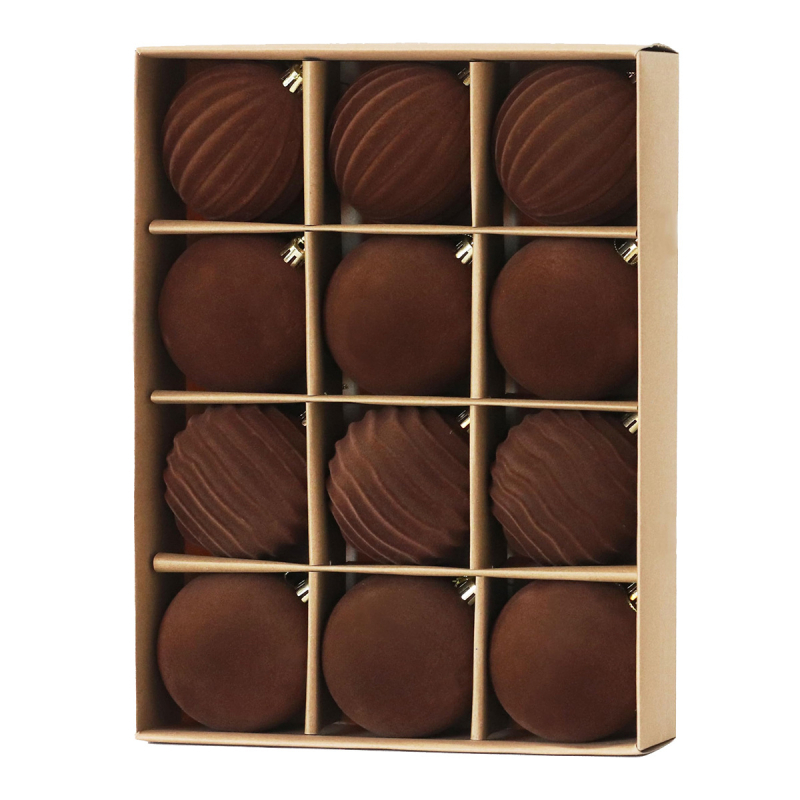 12 bucăți bile plușate, 6 cm – pentru pomul de Crăciun, stil modern simplu