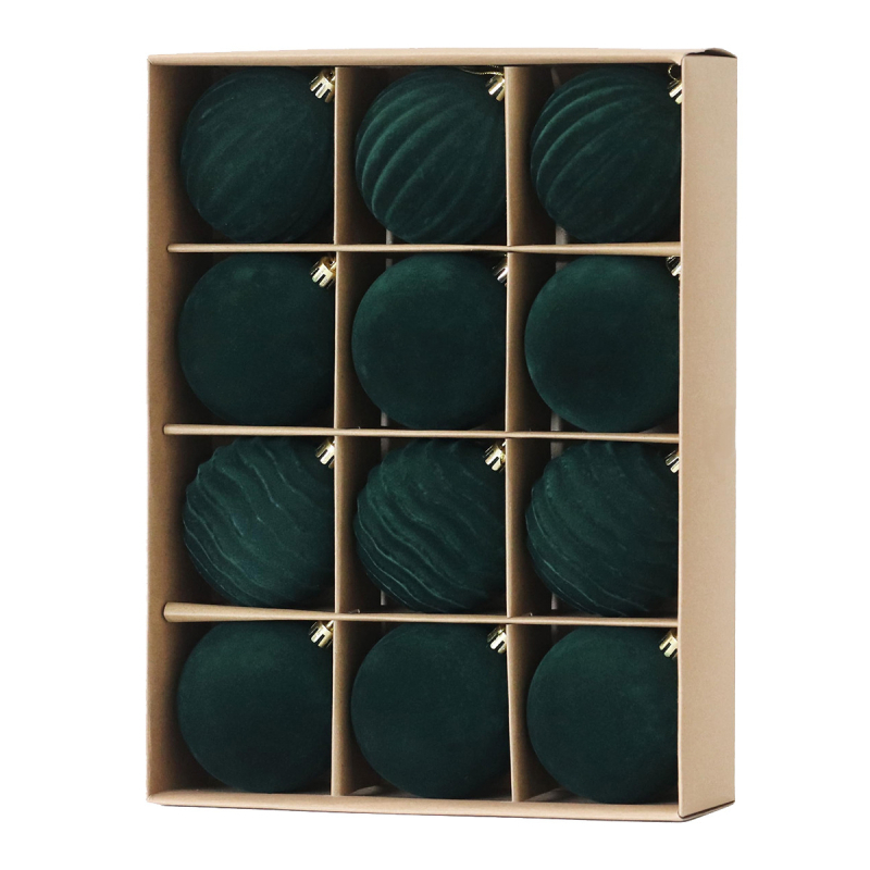 12 bucăți bile plușate, 6 cm – pentru pomul de Crăciun, stil modern simplu