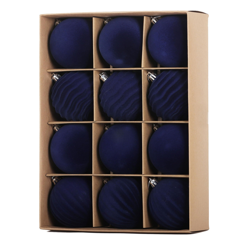 12 bucăți bile plușate, 6 cm – pentru pomul de Crăciun, stil modern simplu