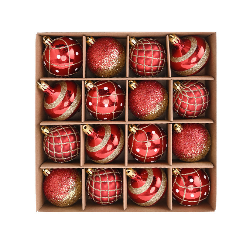 Set de globuri de Crăciun colorate, cu acoperire electrogalvanică, 6 cm, 16 buc., pentru ornarea bradului