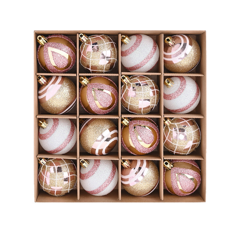 Set de globuri de Crăciun colorate, cu acoperire electrogalvanică, 6 cm, 16 buc., pentru ornarea bradului