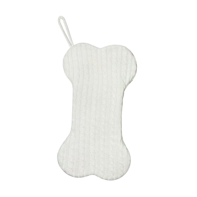 Șosetă de Crăciun tricotată în formă de os, sac cadou, ornamente pentru brad, decorațiuni pentru pisici și câini
