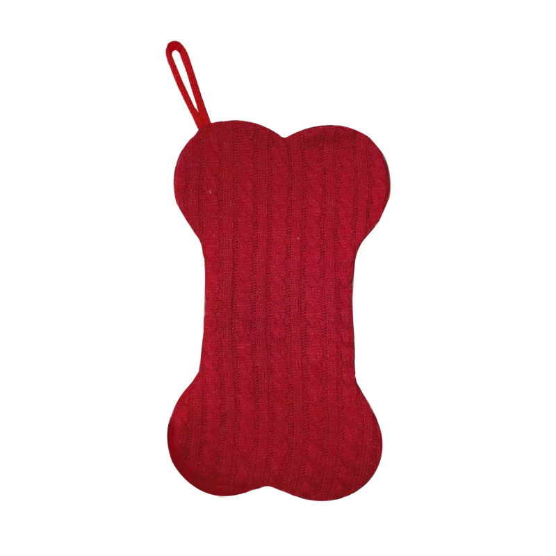 Șosetă de Crăciun tricotată în formă de os, sac cadou, ornamente pentru brad, decorațiuni pentru pisici și câini