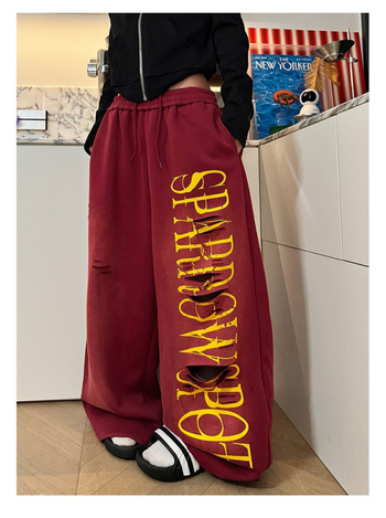 Ženske hlače za ulični ples s vezicom, print hip-hop stil, široke, udobne sportske hlače