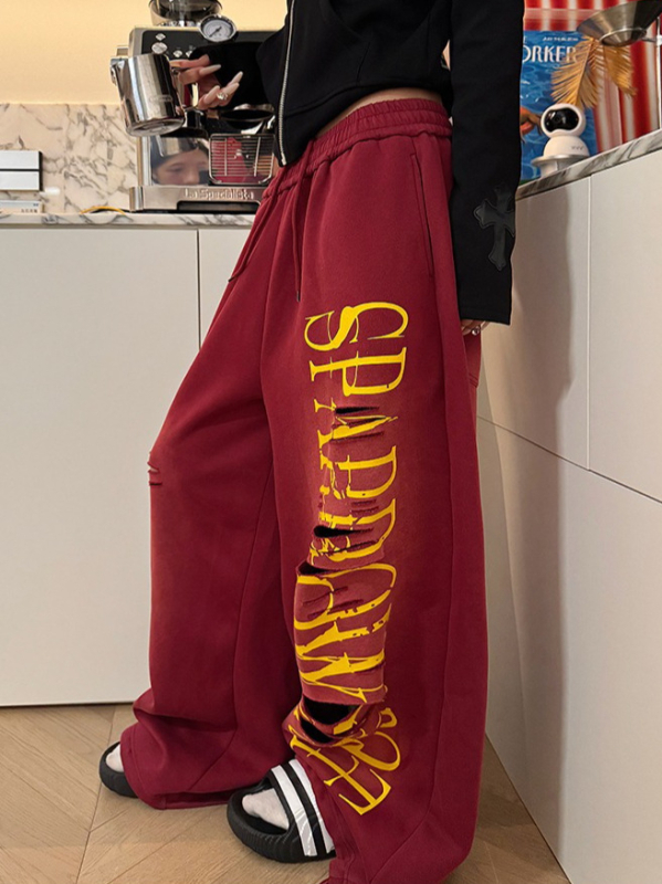 Ženske hlače za ulični ples s vezicom, print hip-hop stil, široke, udobne sportske hlače