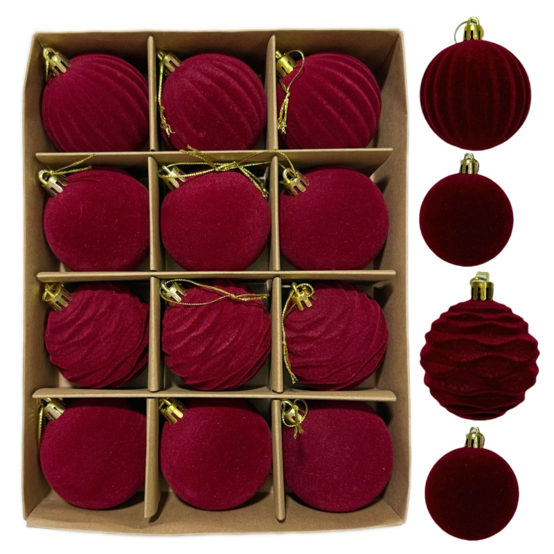 Set de 12 pom-pomuri de Crăciun, mingi pufoase, ornamente pentru brad și pandante pentru pălării