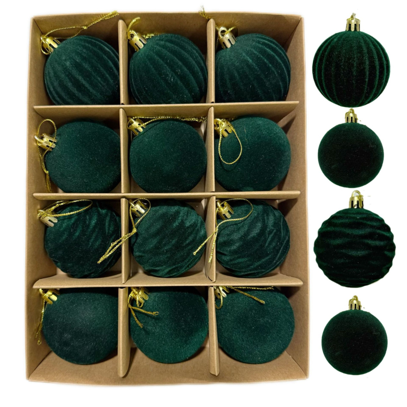 Set de 12 pom-pomuri de Crăciun, mingi pufoase, ornamente pentru brad și pandante pentru pălării