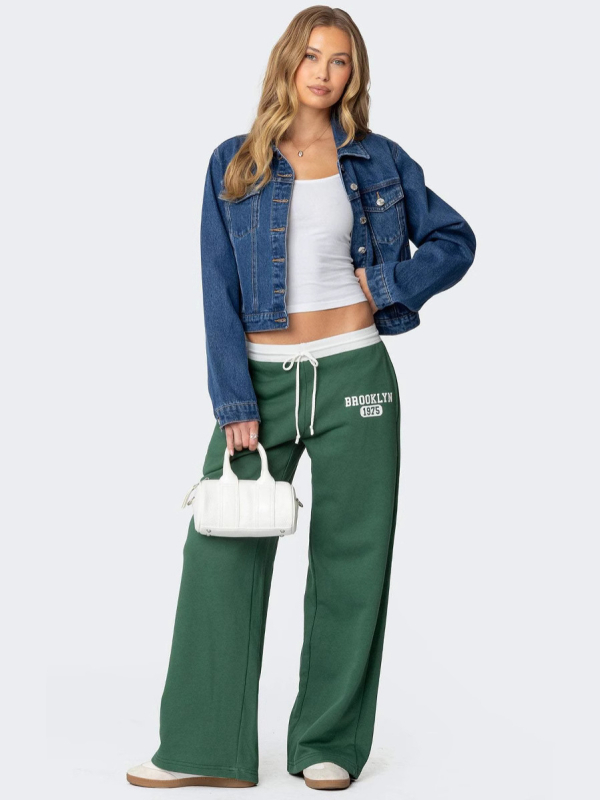 Ženske sportske pantalone u jednobojnom dizajnu, Y2K gradski stil, širok kroj, udobne za svakodnevno nošenje