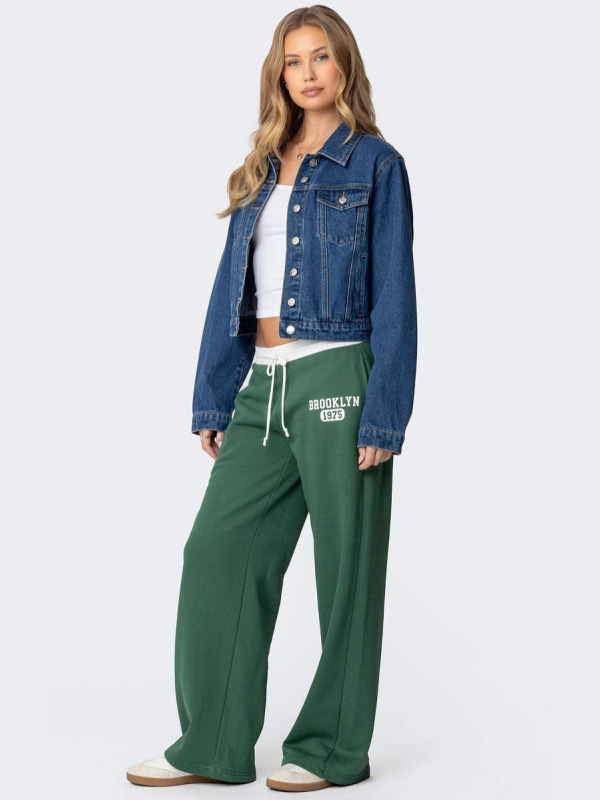 Ženske sportske pantalone u jednobojnom dizajnu, Y2K gradski stil, širok kroj, udobne za svakodnevno nošenje