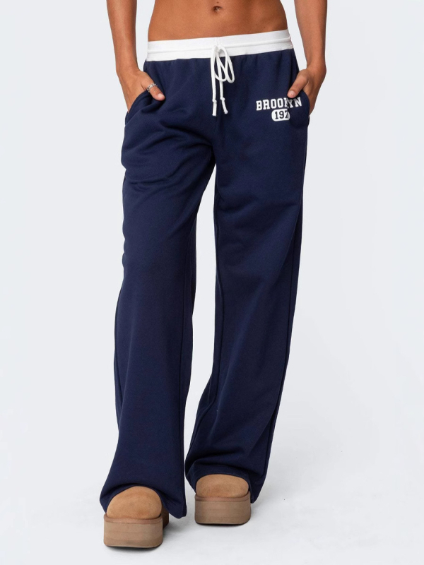 Ženske sportske pantalone u jednobojnom dizajnu, Y2K gradski stil, širok kroj, udobne za svakodnevno nošenje