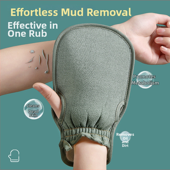 Exfoliačná rukavica do kúpeľa pre domáce použitie, silné exfoliovanie chrbta, bezbolestné čistenie, drsný povrch, sivá farba