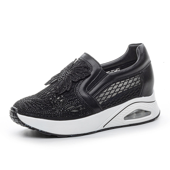 6 cm ženske cipele Flyknit mreža, casual loafers u korejskom stilu, prozračne lagane tenisice s mekim potplatom