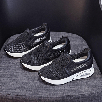 6 cm ženske cipele Flyknit mreža, casual loafers u korejskom stilu, prozračne lagane tenisice s mekim potplatom