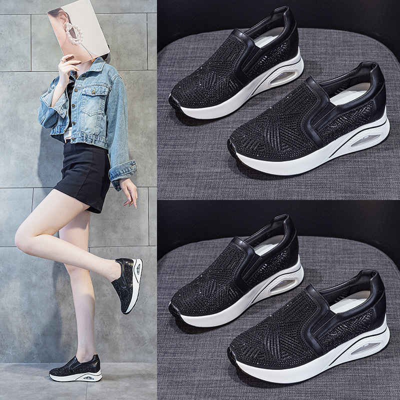 6 cm ženske cipele Flyknit mreža, casual loafers u korejskom stilu, prozračne lagane tenisice s mekim potplatom
