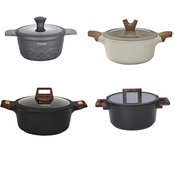 Oală de supă antiaderentă Maifan Stone, oală de gătit din aluminiu cu mânere duble, compatibilă cu aragazul cu inducție și gaz