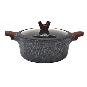 Oală de supă antiaderentă Maifan Stone, oală de gătit din aluminiu cu mânere duble, compatibilă cu aragazul cu inducție și gaz