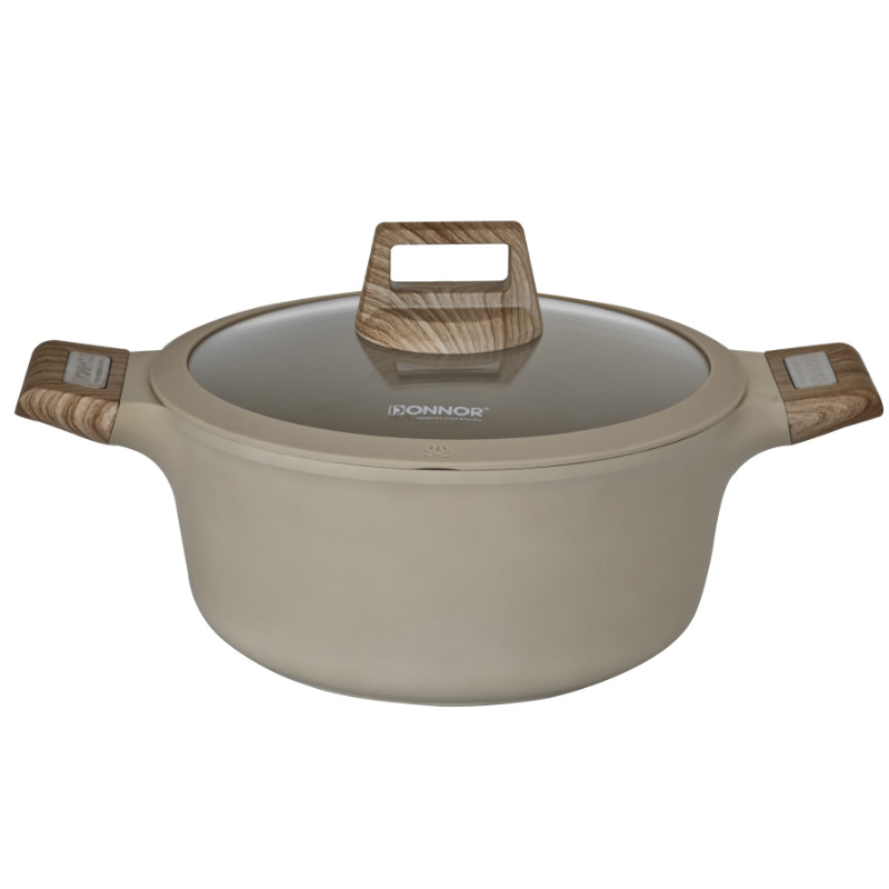 Oală de supă antiaderentă Maifan Stone, oală de gătit din aluminiu cu mânere duble, compatibilă cu aragazul cu inducție și gaz