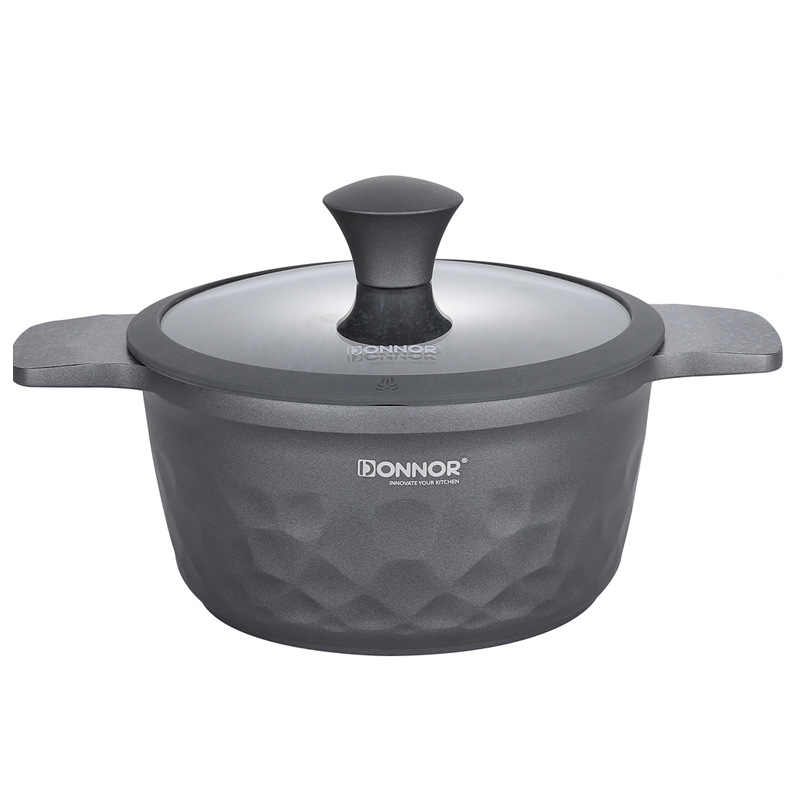 Oală de supă antiaderentă Maifan Stone, oală de gătit din aluminiu cu mânere duble, compatibilă cu aragazul cu inducție și gaz