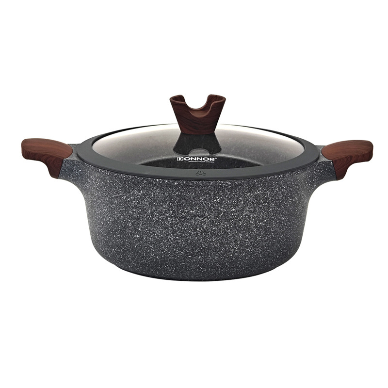 Oală de supă antiaderentă Maifan Stone, oală de gătit din aluminiu cu mânere duble, compatibilă cu aragazul cu inducție și gaz