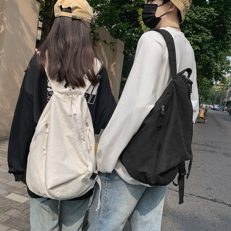 Školska torba za djevojke u korejskom Harajuku stilu, jedne boje, platno, prozračna, 20–35 L, JUST A MAN